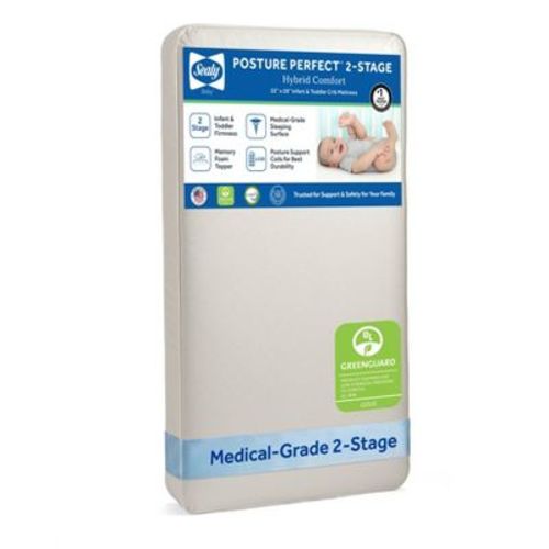 Sealy Posture Perfect 2-Stage Crib and Toddler Mattress: Firm/Soft Feel, Hypoallergenic, Waterproof Vinyl Cover