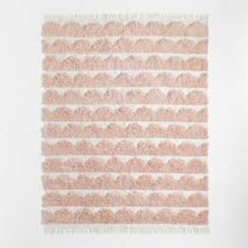 Crate and Kids Scallop Elegant Pink Flatweave Kids Performance Area Rug