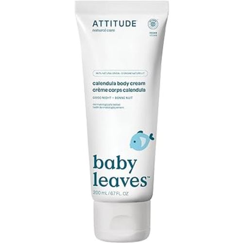 ATTITUDE Body Cream for Baby, EWG Verified, Made with Naturally Derived Ingredients, Vegan, Good Night, 6.7 Fl Oz