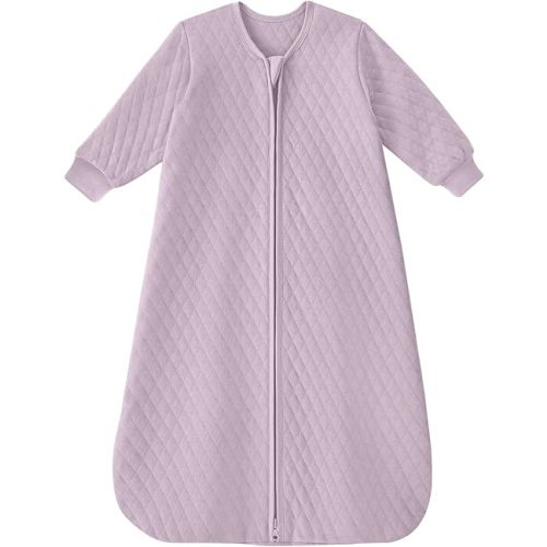 Yoofoss Baby Sleep Sack 6-12 Months 1.0 Tog Long Sleeve Sleep Sack Organic Cotton Wearable Blanket for Infants 2-Way Zipper Quilted Sleeping Sacks(Medium)