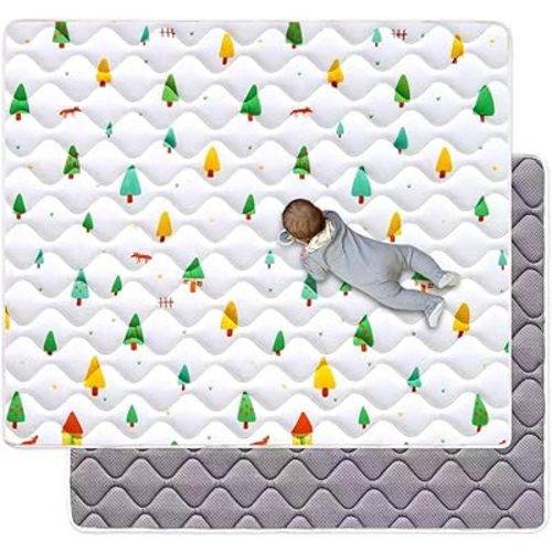 Odorless Premium Foam Baby Play Mat 50" x 50", Soft Microfiber Fabric Crawling Mat for Floor- Comfortable and Hypoallergenic, Non-Slip Cushioned Floor Playpen mat for Infants,Babies,Toddlers