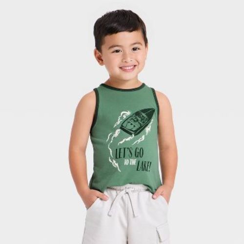 Toddler Boys' Boats and Lakes Tank Tops - Cat & Jack™ Green 3T