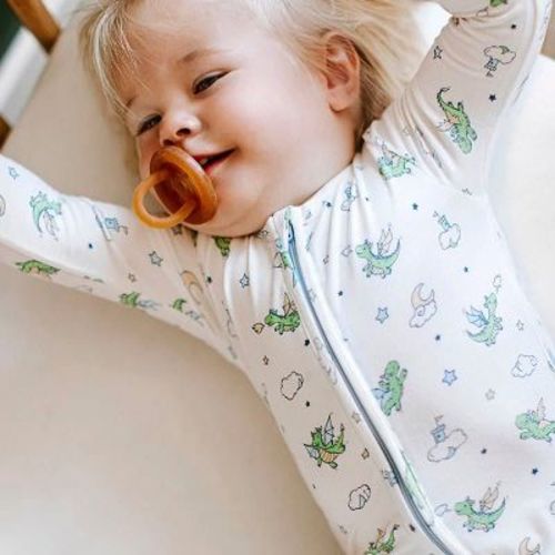Bellabu Bear Baby Dragon Bamboo Convertible Footie White 3-6 Months