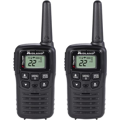 Midland T10 22 Channel FRS Walkie Talkie - Up to 20 Mile Range Two-Way Radio, 38 Privacy Codes & NOAA Weather Alert, Black