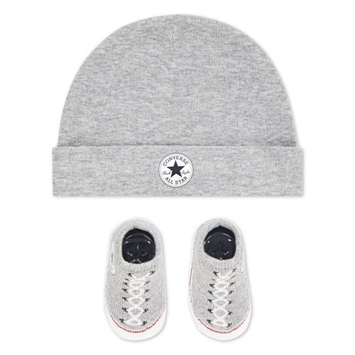 Converse Baby Beanie with Booties Gift Box Set - Gray 0-6M