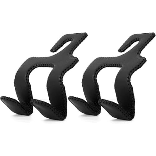 【2021 Upgraded】 Car Purse Hook, 2 in 1 Car Seat Headrest Hooks Durable Hanger Storage Holder Leather Organizer for Hanging Grocery Bags, 2 Pack, Black