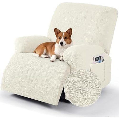 Timeles Recliner Covers Washable, Stretch Chair Slipcovers, Cream