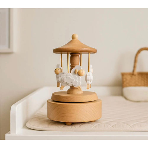 Heirloom Wooden Musical Carousel - Sheep