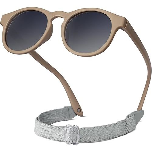 RIVBOS Baby Wrap Polarized UV400 Sunglasses - Soft Frame with Secure Strap for Infant and Newborn (0-18 Months) RBK070