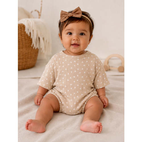 Almond Bloom | Organic Cotton Pointelle Baby Clothes Bubble Romper – SpearmintLOVE