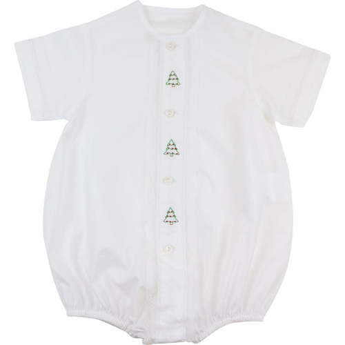 Boy's Embroidered Christmas Tree Heirloom Bubble