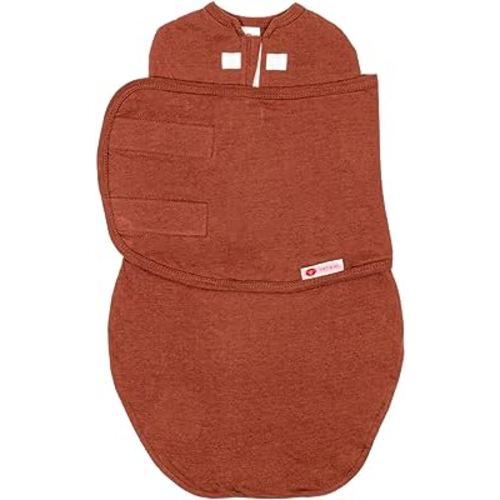 embé 2-Way Starter Baby Swaddle, Newborn Swaddle Sack, Zip & Velcro Baby Wrap, Hip Healthy, Infant, 6-14 lbs, 0-3 Months - Rust