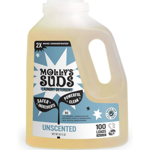 Molly's Suds Liquid Laundry Detergent | Clean Laundry Detergent Soap for Sensitive Skin | 2x Concentrated, High Efficiency (HE) | Unscented - 100 Loads