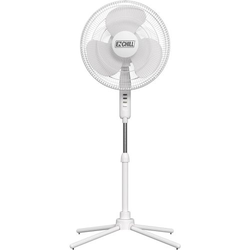 EZ-Chill 16” Oscillating Pedestal Fan, 3-speed Options, 90-Degree Oscillating Head, Adjustable Height and Tilt, Powerful Air Flow, White, MTSP15-16AZ