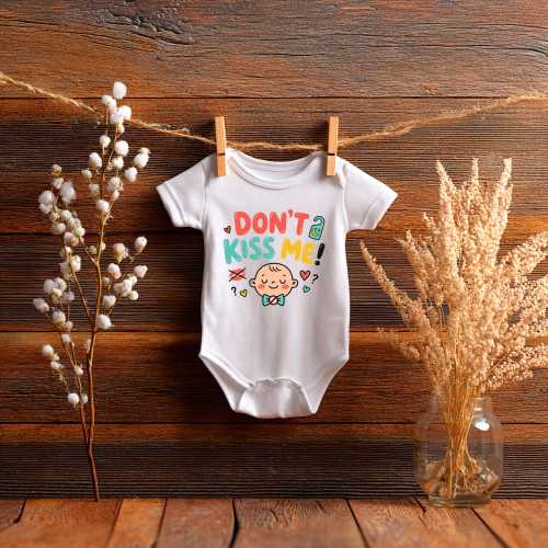 Don't Kiss Me Baby Bodysuit, Funny Newborn Germ Protection Outfit, Cute Protective Infant Shower Gift, Anti-Germ Baby Announcement