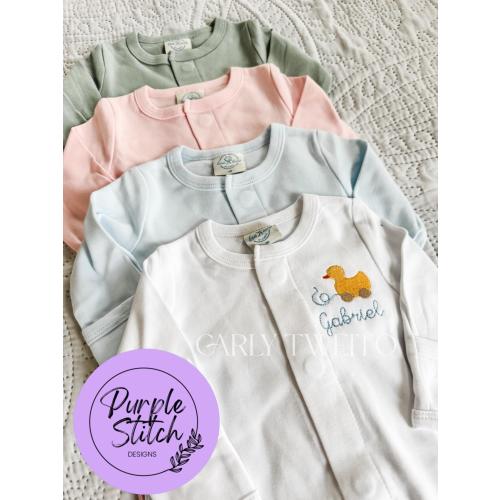 Magnetic Closure Baby Footie, Baby Gift, Custom Embroidered