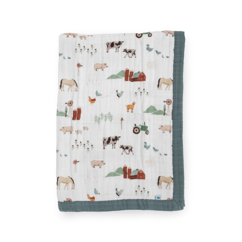 Cotton Muslin Baby Quilt - Farmyard