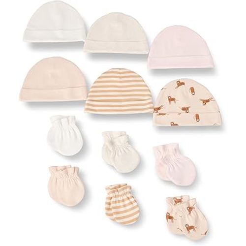 Amazon Essentials Unisex Babies' 12-Piece Hats and Mittens Set