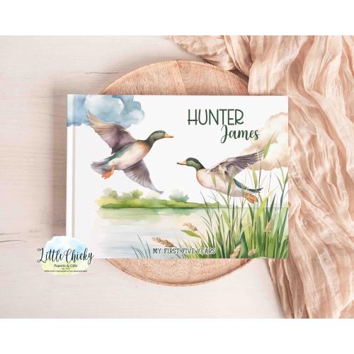 Personalized Mallard Duck Baby Memory Book, Keepsake Journal, First or First Five Years Baby Book