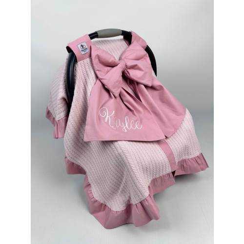 Embroidered Car Seat Cover Baby Girl - Blush Cotton Pique Handmade Canopy - Personalized Carseat Cover - Etsy