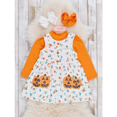 Embroidered Jack-O-Lantern Garden Skirtall Set