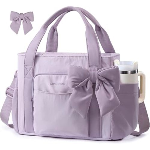 LOVEVOOK Insulated Lunch Box for Women,Adult Lunch Cooler Tote Bag with Bow