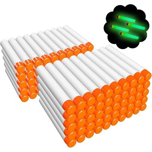 AMOSTING 100PCS Refill Darts for Nerf N Strike Elite 2.0 Series Glow in The Dark Bullets Pack – Compatible with All Elite Blasters White
