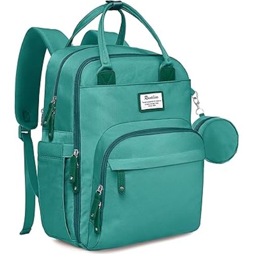 RUVALINO Diaper Bag Backpack-Multifunction Baby Travel Bag with Changing Pad, Insulated Bottle Holders & Pacifier Case, Large Capacity, Waterproof, Turquoise