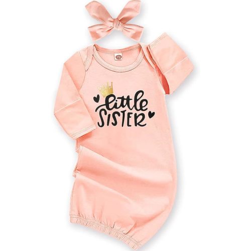 AMAWMW Newborn Baby Girl Little Sister Sleeper Gown Stripe Long Sleeve Nightgown Pajamas Gifts Stuff Essential Outfit