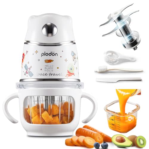 Baby Food Maker with Glass Bowl& 316 Stainless Steel Blades, Baby Food Processor for Infants 6+ Months, BPA-Free One-Step Blender for Homemade Stage 1 2 3 Puree, Dishwasher Safe, Silver