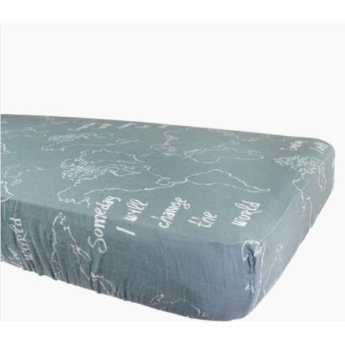 World Map Muslin Crib Sheet