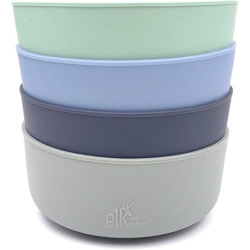 Elk and Friends Kids Porcelain Bowl Silicone Sleeves | Sleeves Only | Microwave & Dishwasher Safe | Non Slip