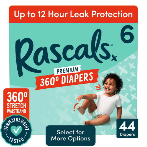 Rascals, Premium 360 Absorbent Pull-On Diapers, Size 6, 44 Ct