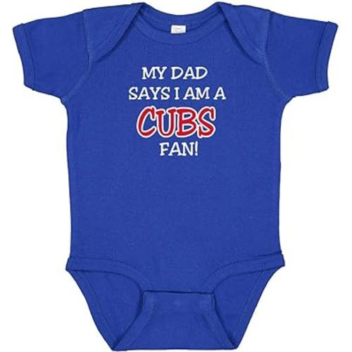 Curiositees Cubs Dad/Grandpa/Uncle Says I Am A Fan Baby Bodysuit Romper Outfit - Royal (Dad Says, Newborn)