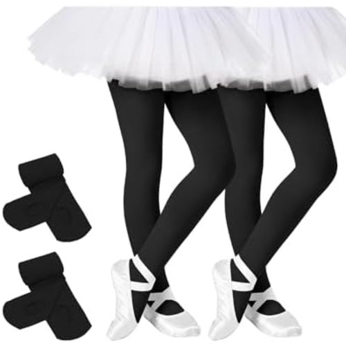 Century Star Girls Ballet Tights 2-Pack - Ultra Soft Opaque Footed Transition Dance Tights for Toddler & Kids