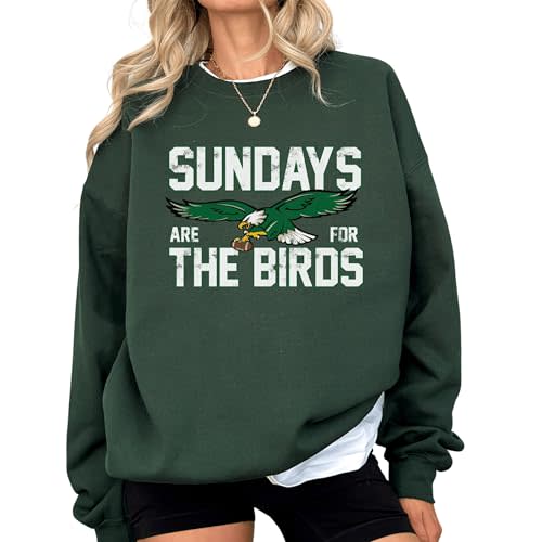 Sundays Are for the Birds Sweatshirt | Cozy Unisex Pullover | Game Day Apparel | Gift for Sports Fans (Forest Green, Medium)