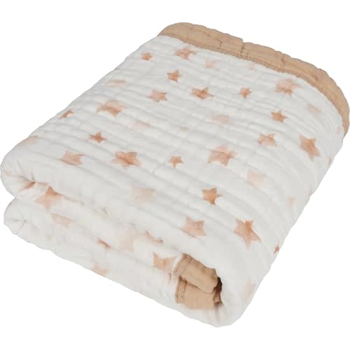 Organic Cotton Muslin Baby Blanket for Boys and Girls - Luxurious Soft Toddler Quilt for Swaddling - Gender Neutral Blanket - Baby and Toddler Gift - Neutral Star