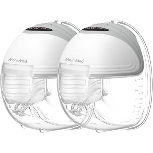 MomMed Wearable Breast Pump (Model S21) – Double Electric Hands-Free Breast Pump, Leak-Proof Design, 3 Modes (Stimulation, Expression, Auto) & 12 Vacuum Levels, Portable and Quiet, Gray, 2Pack