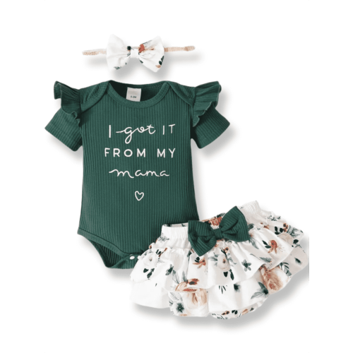 PatPat Baby Girl 3pcs Cotton Romper Shorts Headband Set for 0-18 Months