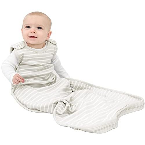 Woolino Ultimate Baby Sleep Sack – 4 Season Merino Wool Sleeping Bag, Organic Cotton Outer, Temp Regulating Blanket, Adjustable Sleep Sack Universal Size 2–24 Months - Birch Gray