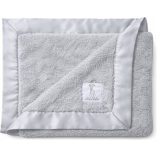 Little Giraffe Baby Blanket - Luxe Soft Blanket with Satin Trim - Baby Stroller Blanket - Newborn Baby Essentials & Baby Gifts - 29x35" - Silver