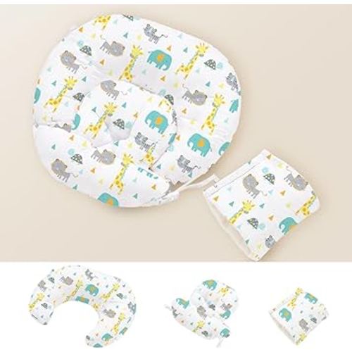 Little Grape Land Nursing Pillow, Multifunctional Breast Feeding Pillow with Arm Pillow, 3pk Baby Support Pillow with Adjustable Waist Strap and Removable Cover, Woodland Animals