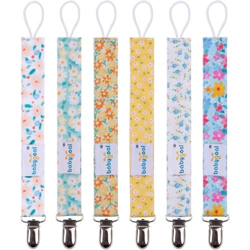 babygoal Baby Pacifier Clips, 6 Pack Metal Clips Pacifier Holder for Boys and Girls Fits Most Pacifiers and Binkies 6MP31