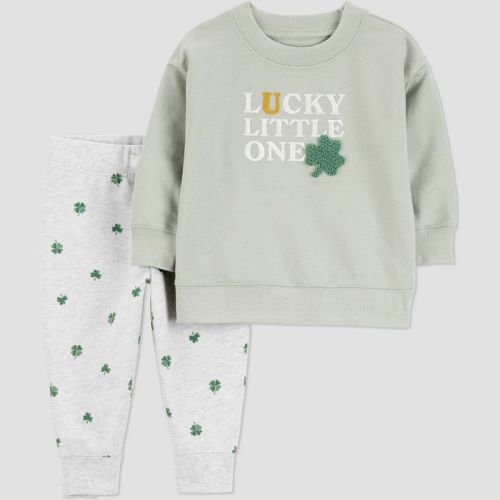 Carter's Just One You® Baby 2pc St. Patrick's Day Lucky Little One Sweatshirt and Jogger Pants Set - Green