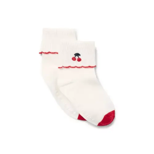 Baby White Baby Cherry Foldover Sock by Janie and Jack
