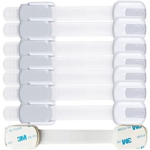 Child Proof Baby Safety Locks For Cabinet Locks Extra 3M Adhesive No Screws For Drawers Cupboard Doors (8Pack child safety cabinet locks)