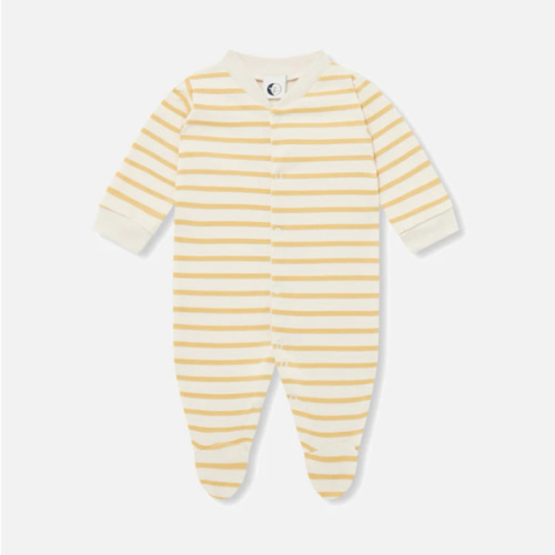 Baby Cotton Sleepsuit - Oatmeal/Caramel Stripe – MamaOwl