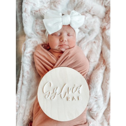Modern Calligraphy Baby Name Announcement • acrylic and wood name announcement • boho baby name disc