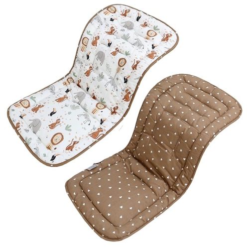 Baby Stroller Cushion,Infant Car Seat Insert-Reversible Universal Breathable and Soft Newborn Stroller Mat,100% Cotton Cover Toddler Seat Pad Liner-34x78cm,1 Pack(Jungle Animals)
