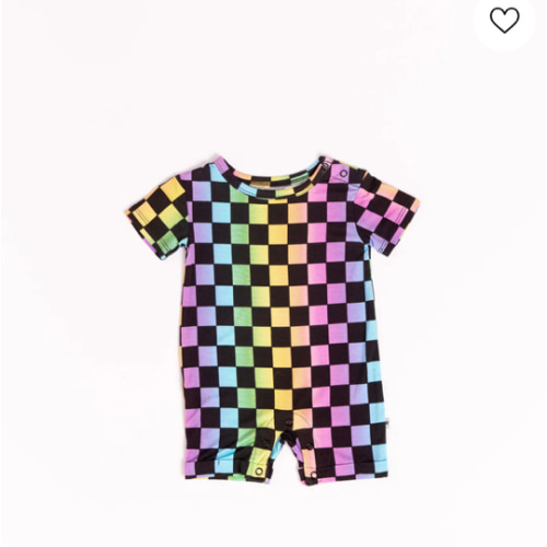 Checkered Charm Shortie Romper